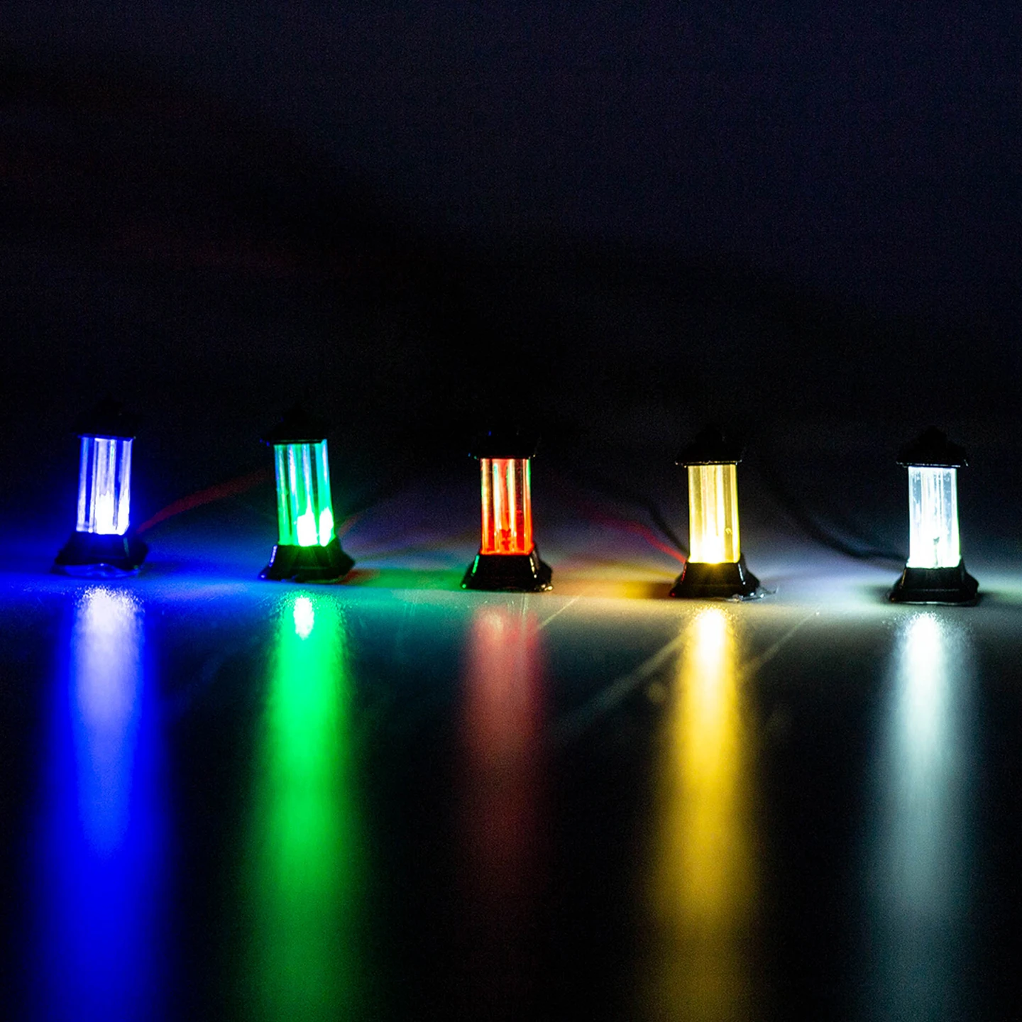 6PCS 미니어처 잔디밭 램프 포스트 모델 철도 기차 거리 LED 조명 인형의 집 미니어처 풍경 요정 정원 액세서리