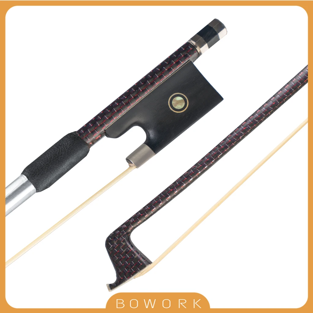 Master Fiddle Bow Carbon Fiber Bow Ebony Paris Eye Frog Red Silk Braided Great Balance For Acoustic Electric Violinist Players