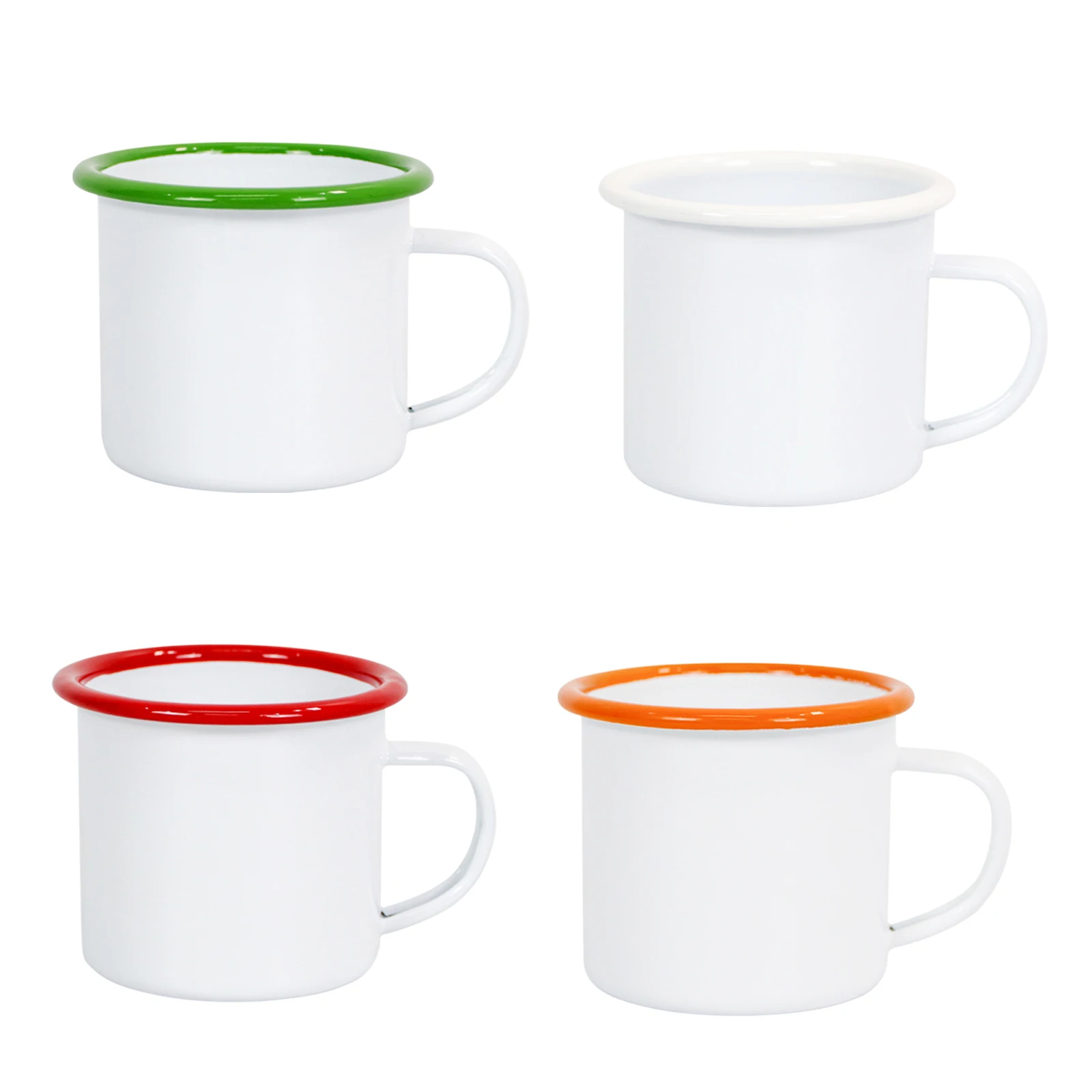 

24pcs 12oz Sublimation Blank White Enamel Mug with Colorful Rim Transfer Printing Milk Coffee Mug Cup Tumbler for Bulk Wholesale