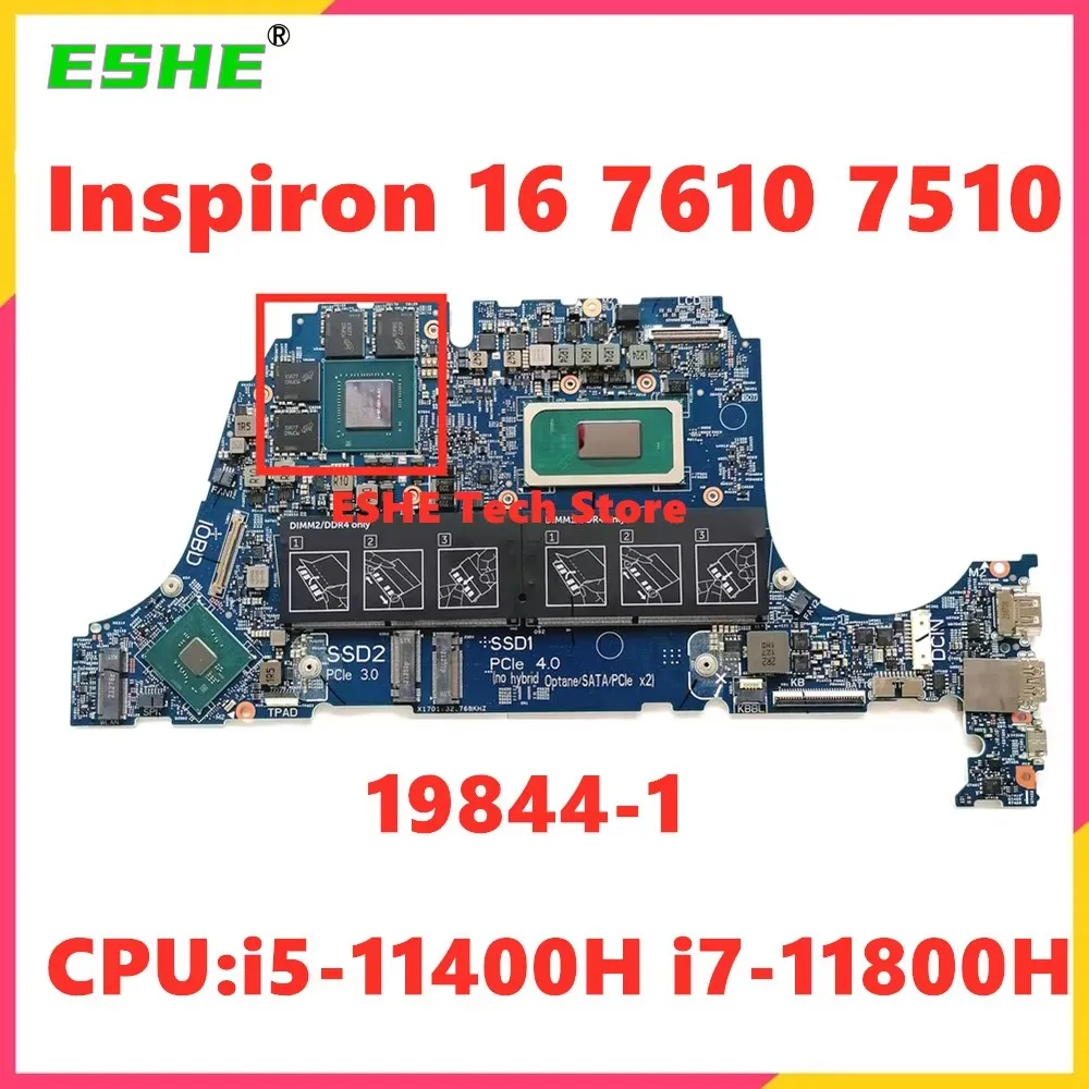 For DELL Inspiron Vostro 16 7610 7510 Laptop Motherboard CPU I5-11400H I7-11800H GTX1650 GPU 19844-1 04V2X3 00G0R2 100% Test OK
