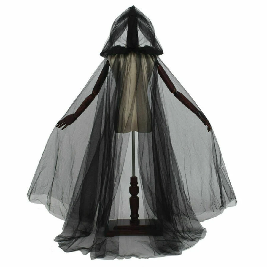 Whoesale Sexy cosplay Cape Bridal Shawl With hat Tulle Long Cape Cloak Shawl Shrugs Women Party Jackets cape mariage femme