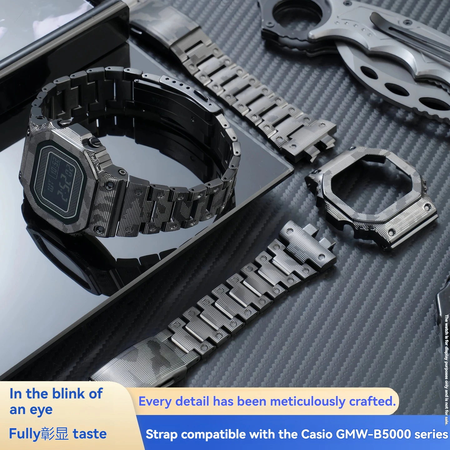 Titanium Alloy Case & Strap Set, Modified DIY Replacement Watchband Bezel Accessories for Casio G‑SHOCK GMW‑B5000 Watch Parts