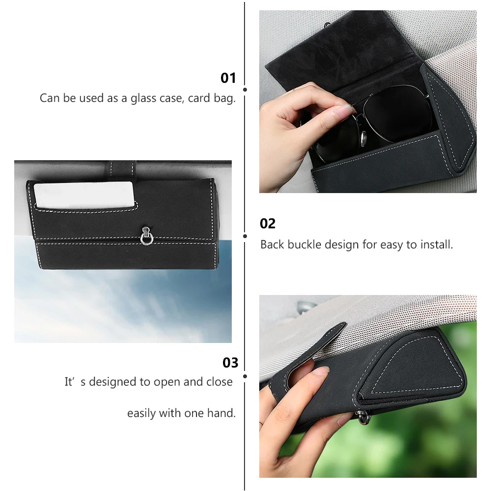 

Car Visor Storage Bag Durable Material Fits All Cars SUV Trucks Easy Install One Hand Eyeglasses Case Automotive Accessories