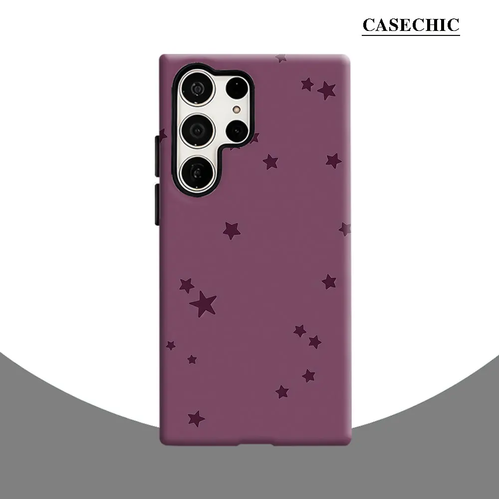 Purple Background Star Phone Case for Samsung Galaxy S26 S25 Ultra S24 S23 Ultra Plus Shockproof Double layer tough Back Cover
