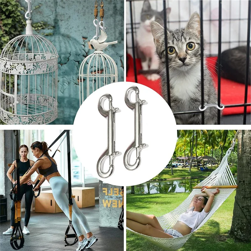

【Hot Cake】Double Ended Bolt Snap Hook, 10 Pack 3-1/2 Inch Double End Trigger Snaps Metal Clips For Diving, Dog Leash Durable