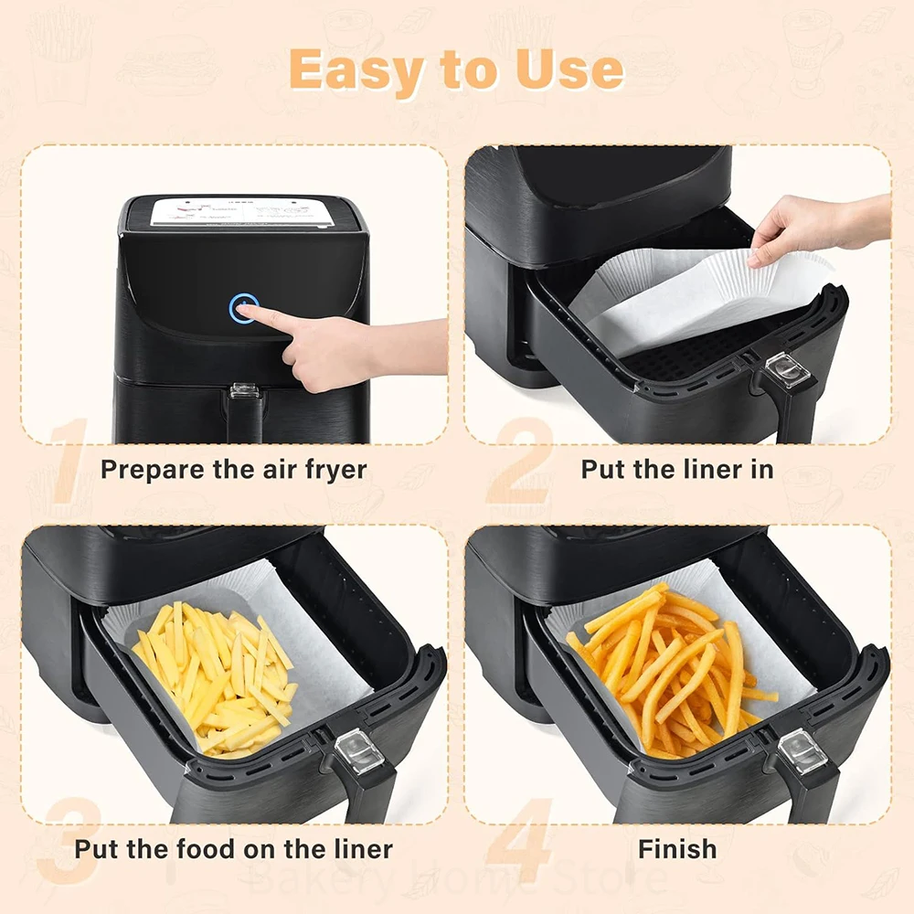 Air Fryer Disposable Paper Liners for Ninja DZ201/DZ401 Non-stick Parchment Paper for Rectangular Air Fryer Basket Baking Tools