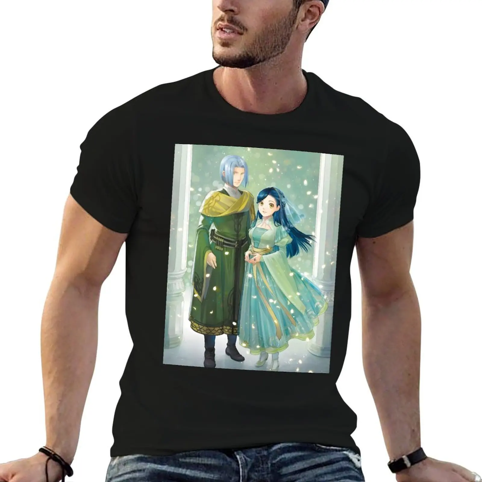 Ascendance of a Bookworm Rozemyne and Ferdinand Engaged T-Shirt Basic Crew Neck Short Sleeve Top