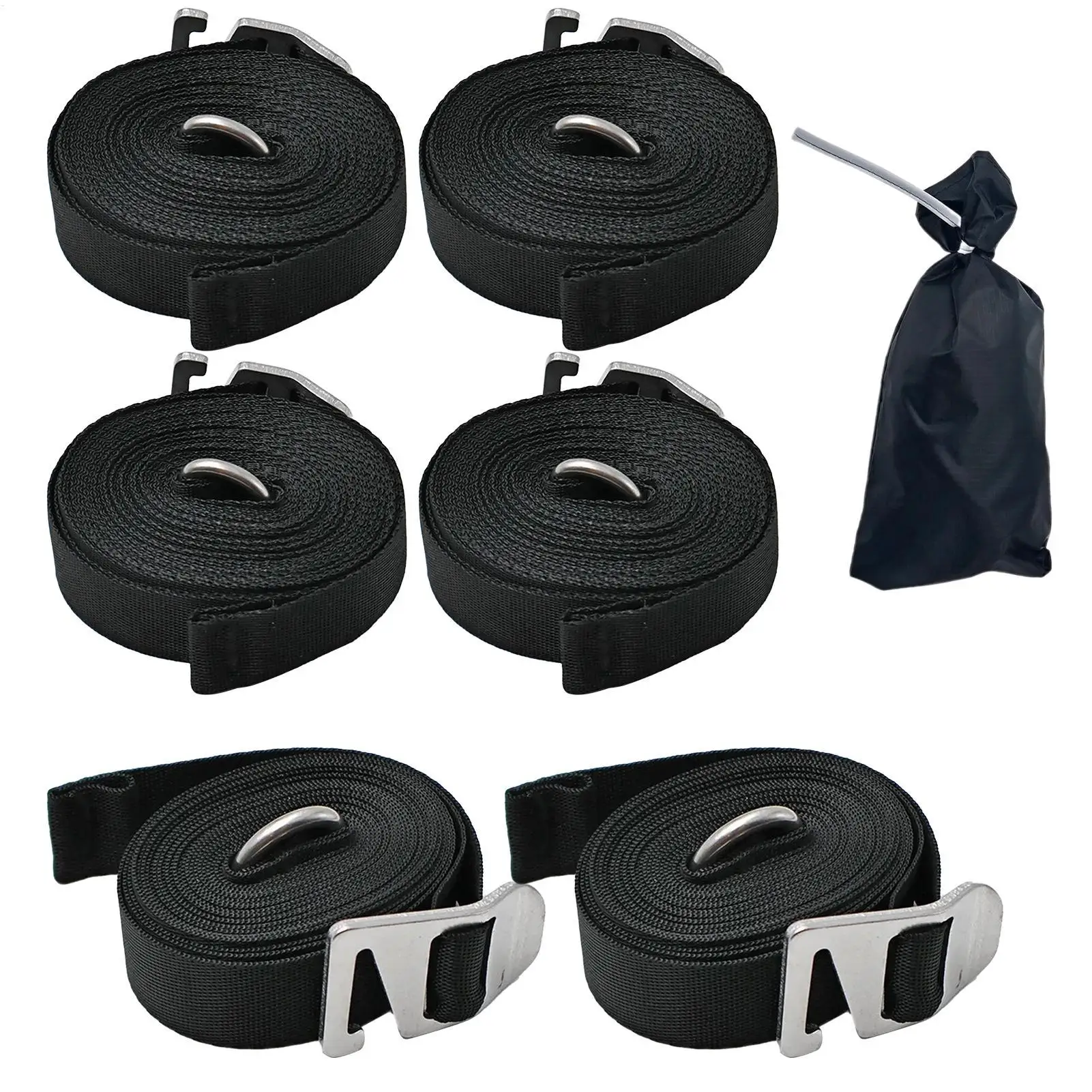 RV Awning Straps 6 Pieces Awning Fixing Straps With Storage Bag Thickened Sunshade Fixing Rope Camping Accessories For Rainy