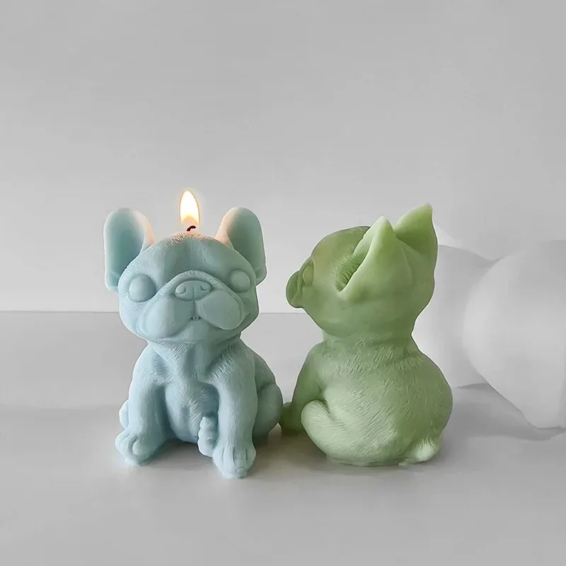 3D Bulldog Silicone Mold DIY Puppy Candle Plaster Molds Cute Dog Decoration Crafts Making Mould