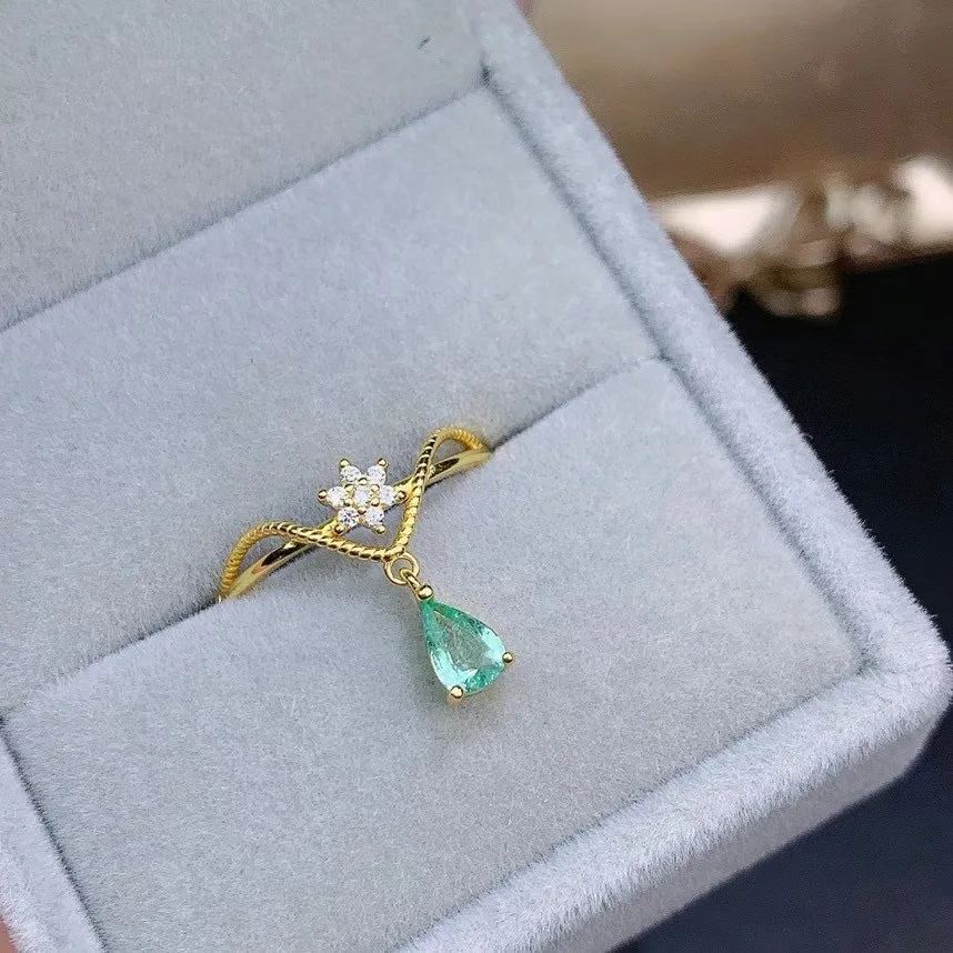 New Water Drop Color Treasure Live Ring Female, Smart Olive Green Crown Open Ring
