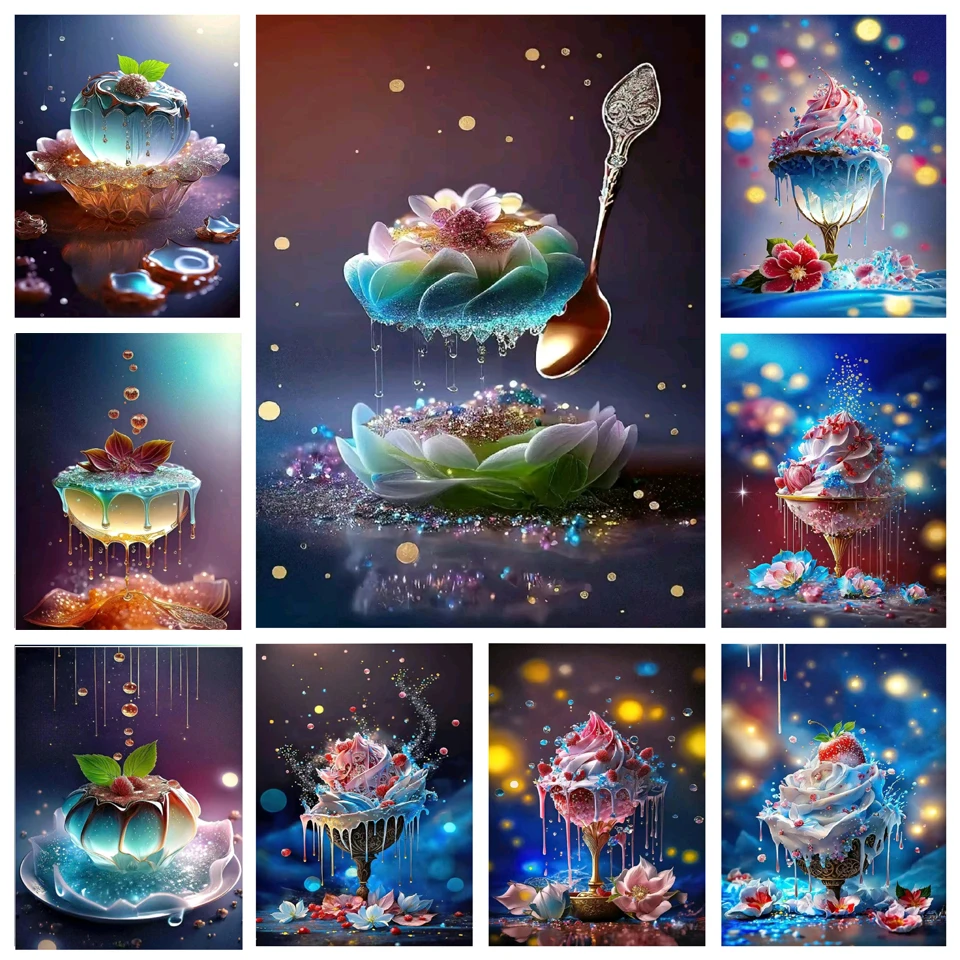 5D DIY Diamond Painting  Fantasy Neon Ice Cream Full Square Round Diamond Mosaic Embroidery Rhinestone Wedding Decoration