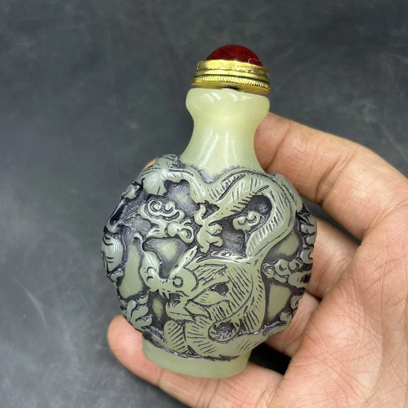 

Dragon and Phoenix snuff bottle, luminous snuff bottle, retro home craft ornaments, decorations, handles