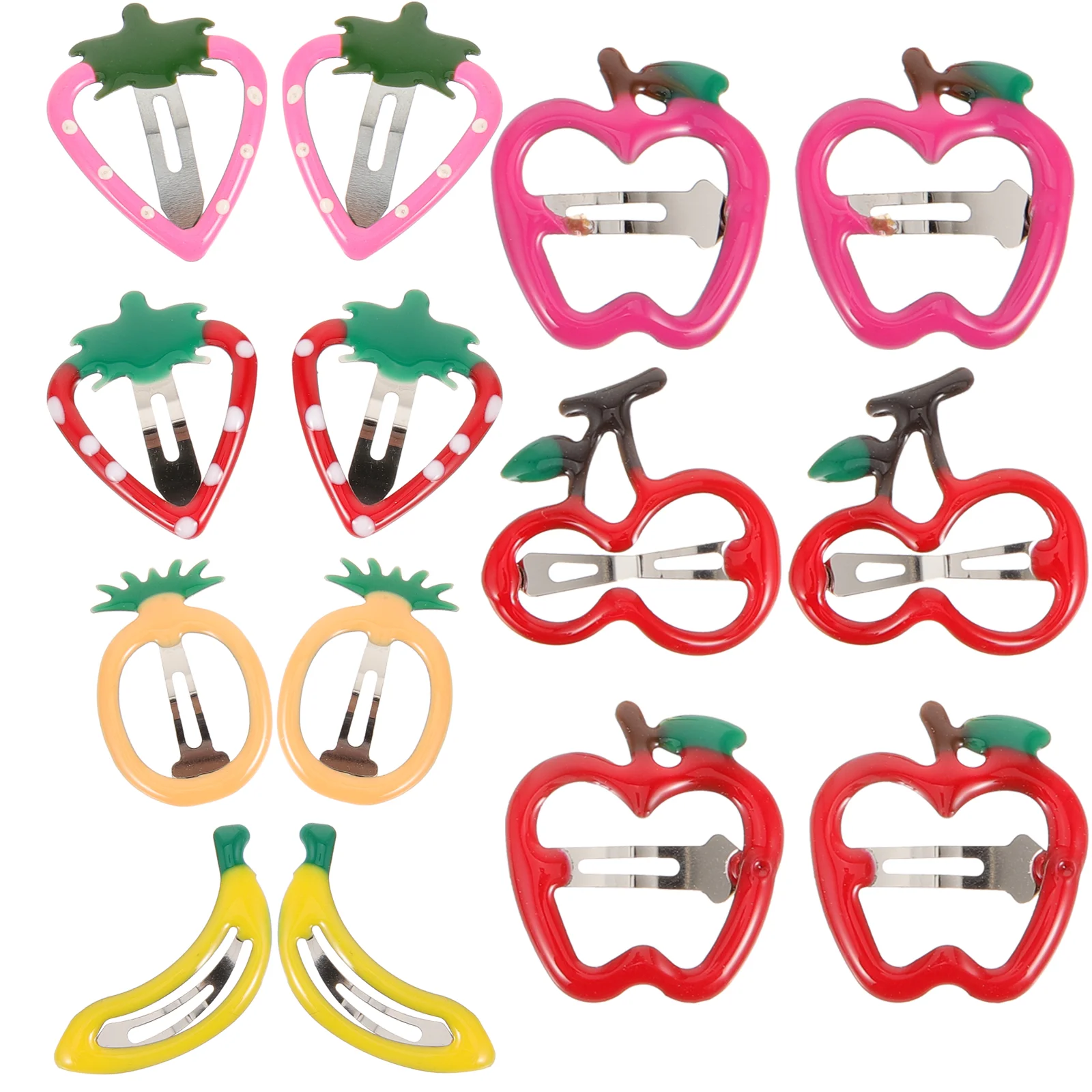 14pcs Adorable Hair Clip Fruit Shaped Hair Pin Bobby Pin Hair Barrette for Kids Girls (Red + Pink + Banana + Yellow Pineapple