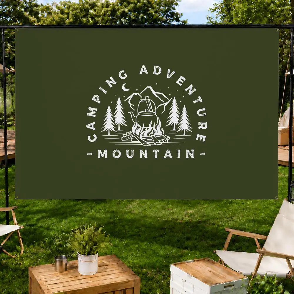 Design Rustic Camping Outdoor Logo Flags Fan support, home, dormitory, wall decoration, outdoor camping, party banners, gifts