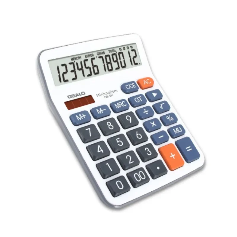 OSALO 5M Desktop Solar Office Calculator - 12-Digit Solar Display, Powered, Desktop Calculator for Office Use