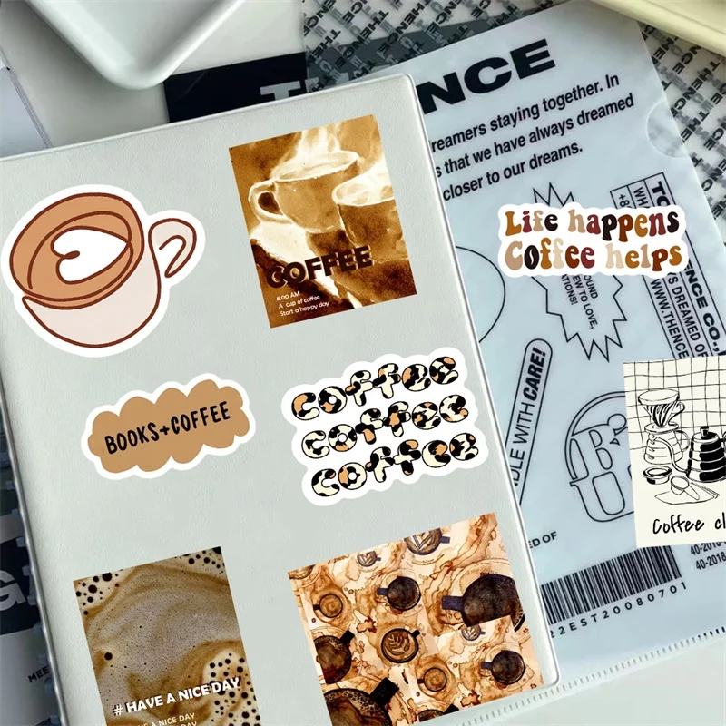 10/30/50 قطعة خمر INS القهوة البلاستيكية لزجة ملصق الجمالية DIY بها بنفسك الديكور سكرابوكينغ لوازم المحاسبة اليدوية للأطفال #5