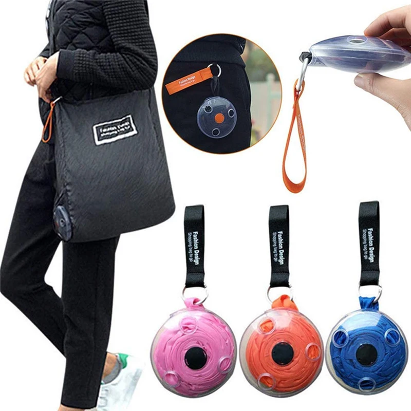 Multifunctional Eco Reusable Super Small Portable Folding Telescopic Disc Supermarket Shopping Storage Bag