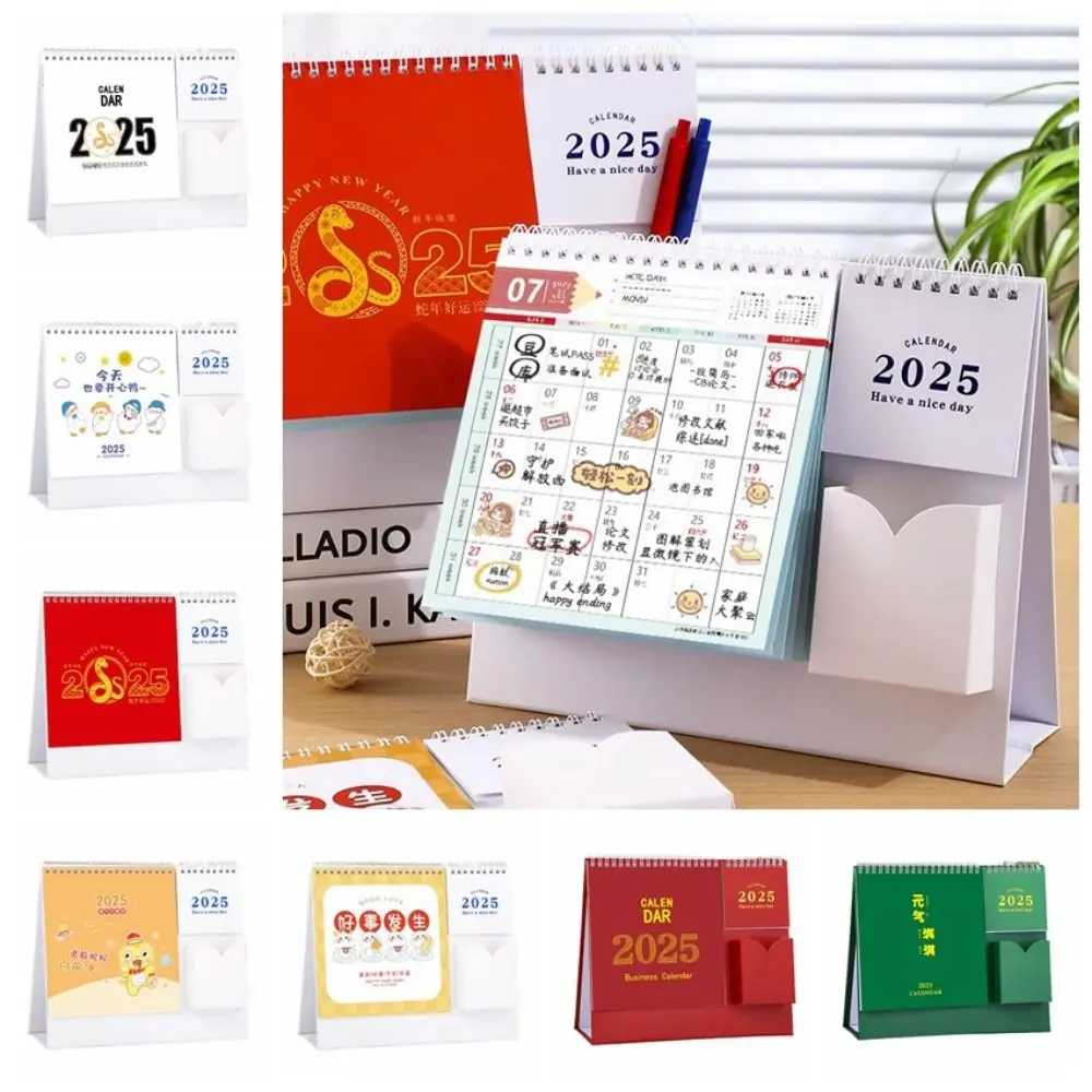 Gift Creative 2025 Desk Calendar Scheduler Portable Agenda Planner Daily Use Simple Standing Flip Calendar Office Stationery