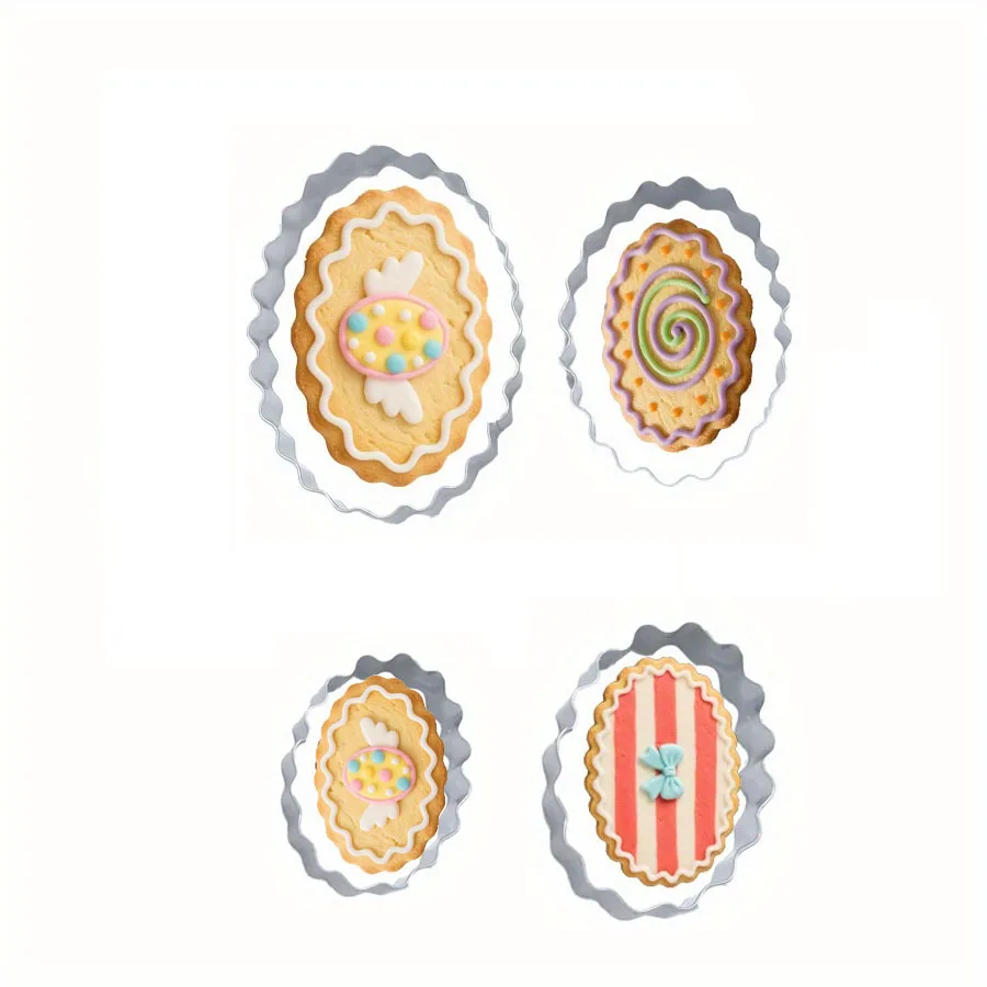 Stainless steel wavy egg shaped circular cake mold baking tools kitchen utensils suitable for Easter parties and gatherings, etc - view 2
