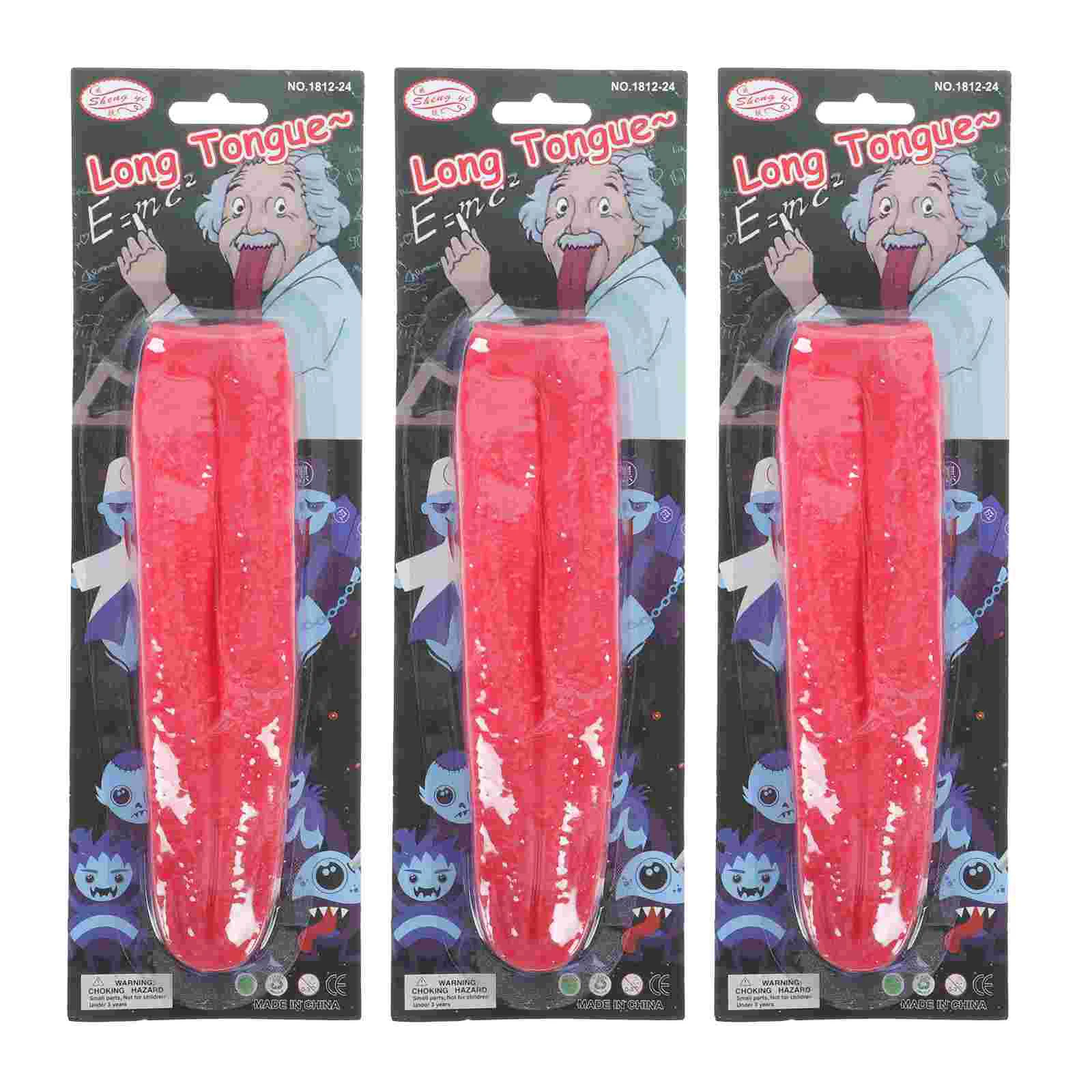 3 Pcs Artificial Red Long False Fake Tongues Halloween Prop Creative Cosplay