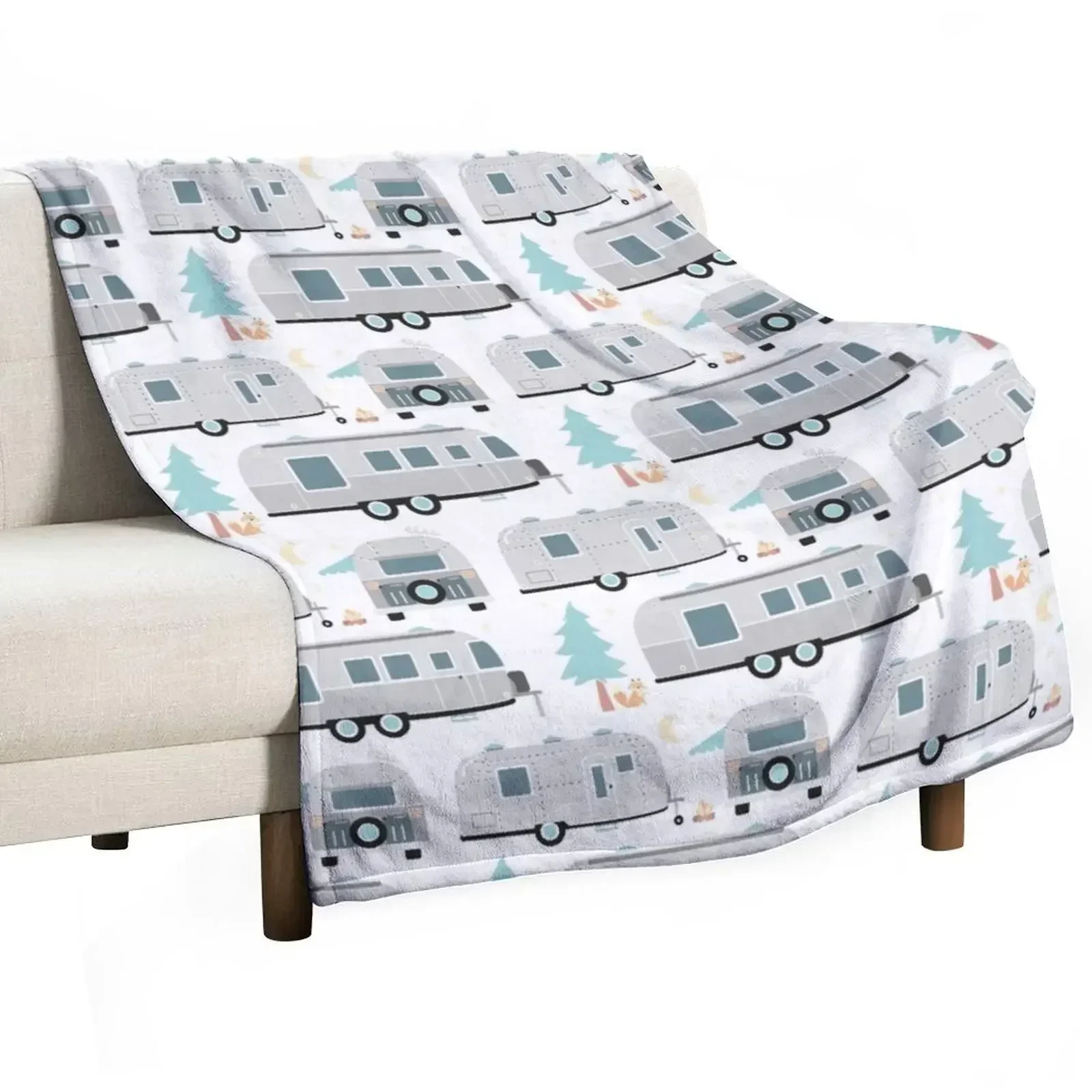 Cute Airstream pattern Throw Blanket for winter Luxury Thicken Blankets