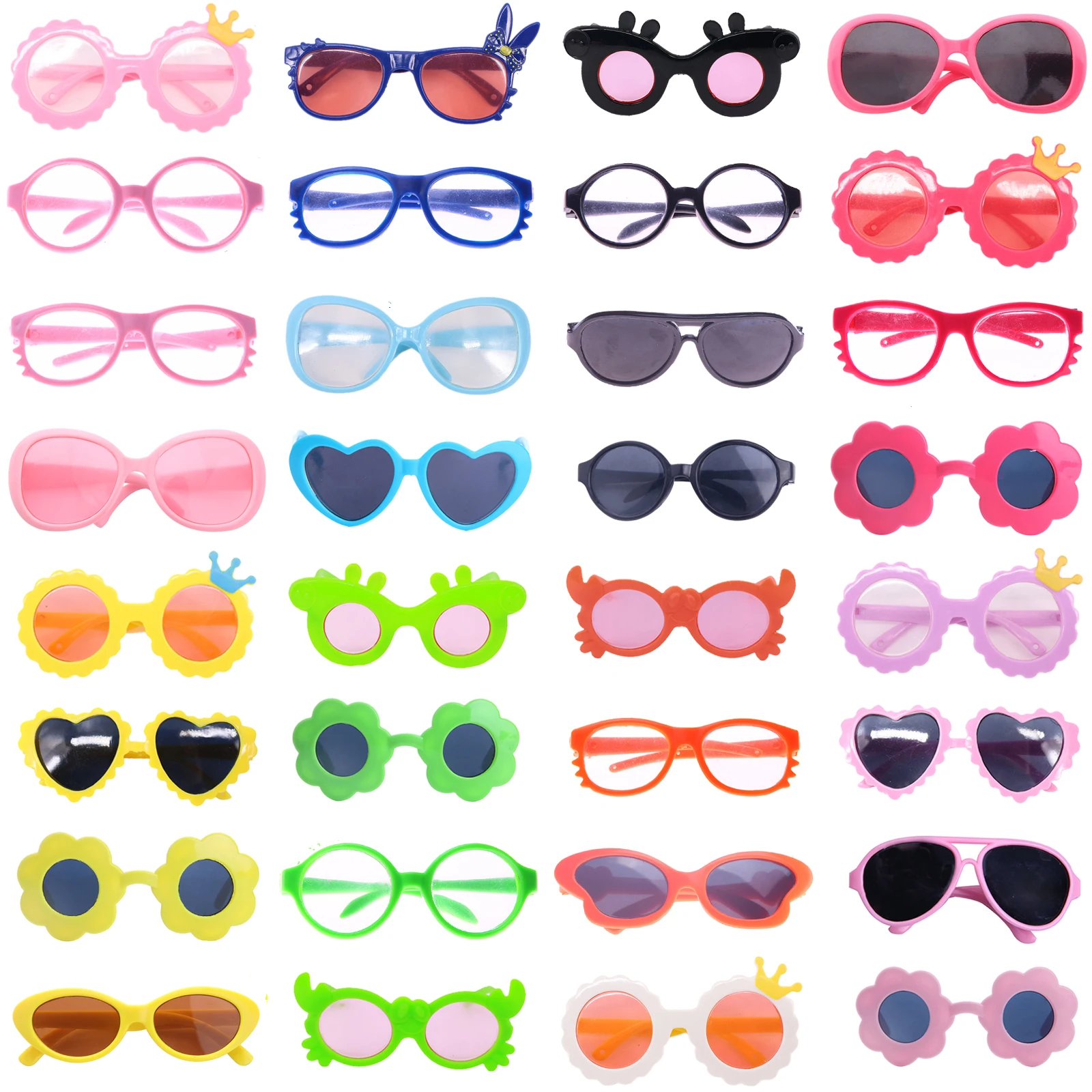 5/10Pcs Set Doll Baby Sunglasses Glasses For 18Inch American&43Cm Reborn Baby Doll Accessories Our Generation Girl's DIY Eye Toy