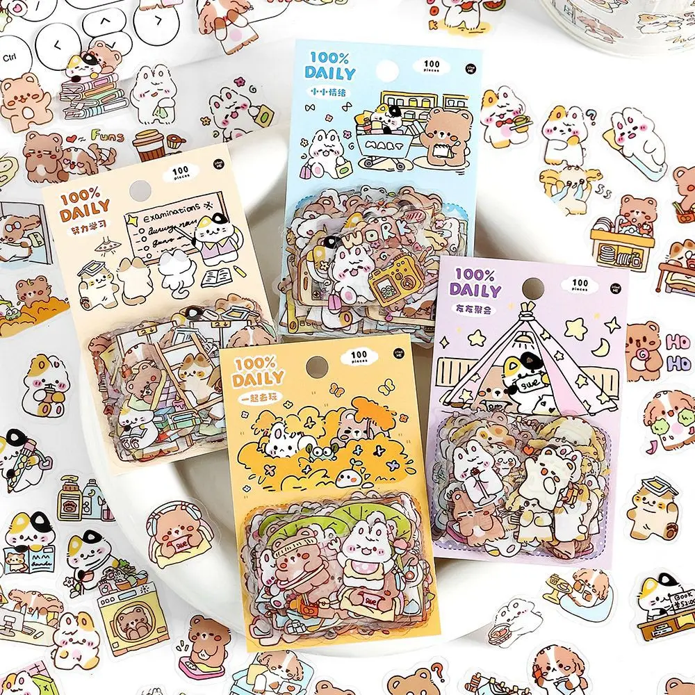 100 fogli simpatici modelli di cartoni animati per bambini adesivi divertenti per Scrapbooking materiale decorativo fai da te Collage Journaling