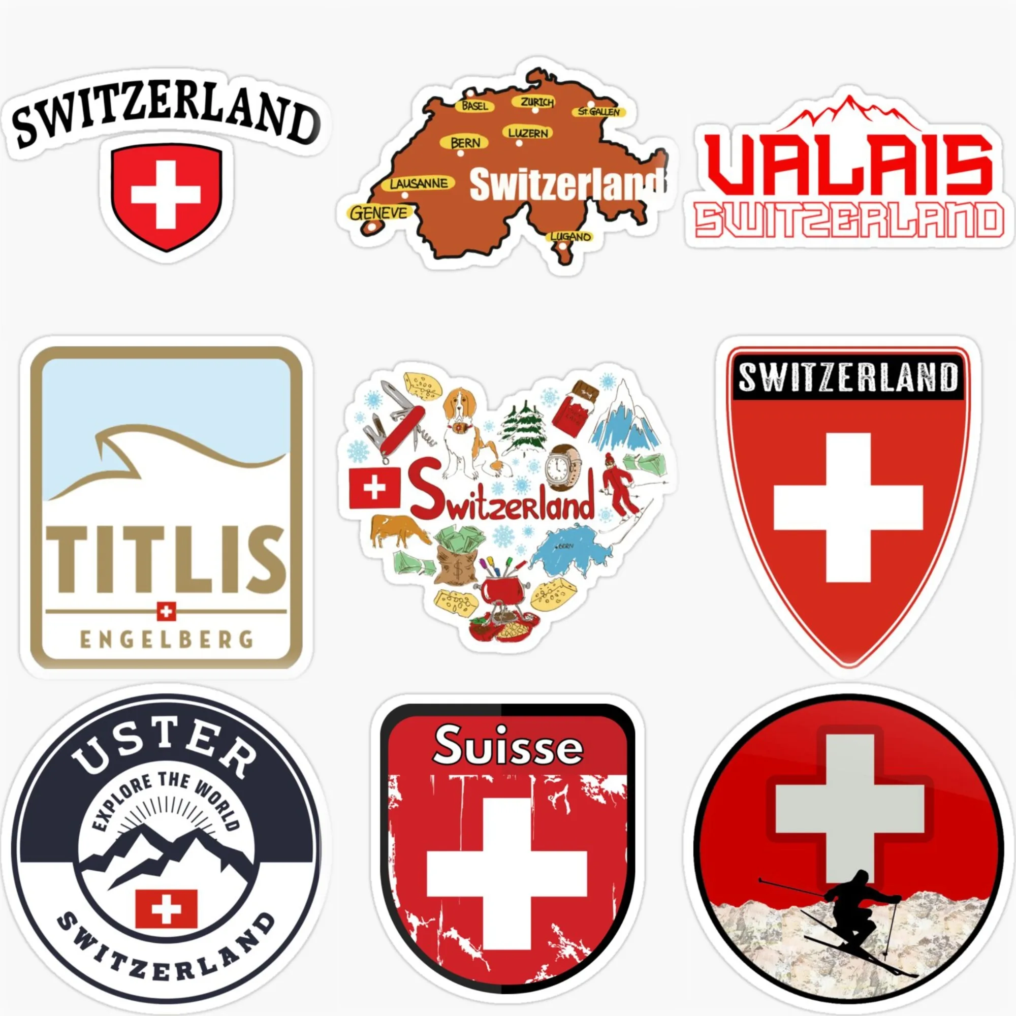 

Switzerland flag map creative Stickers Customizable Size Car Bicycle window motorcycle Wall helmet fridge Decal