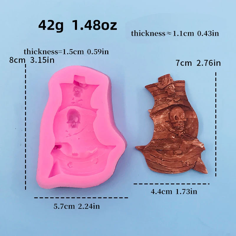 1 piece, pirate ship silicone mold, cake chocolate shape mold, handmade soap mold, sugar flipping baking tool