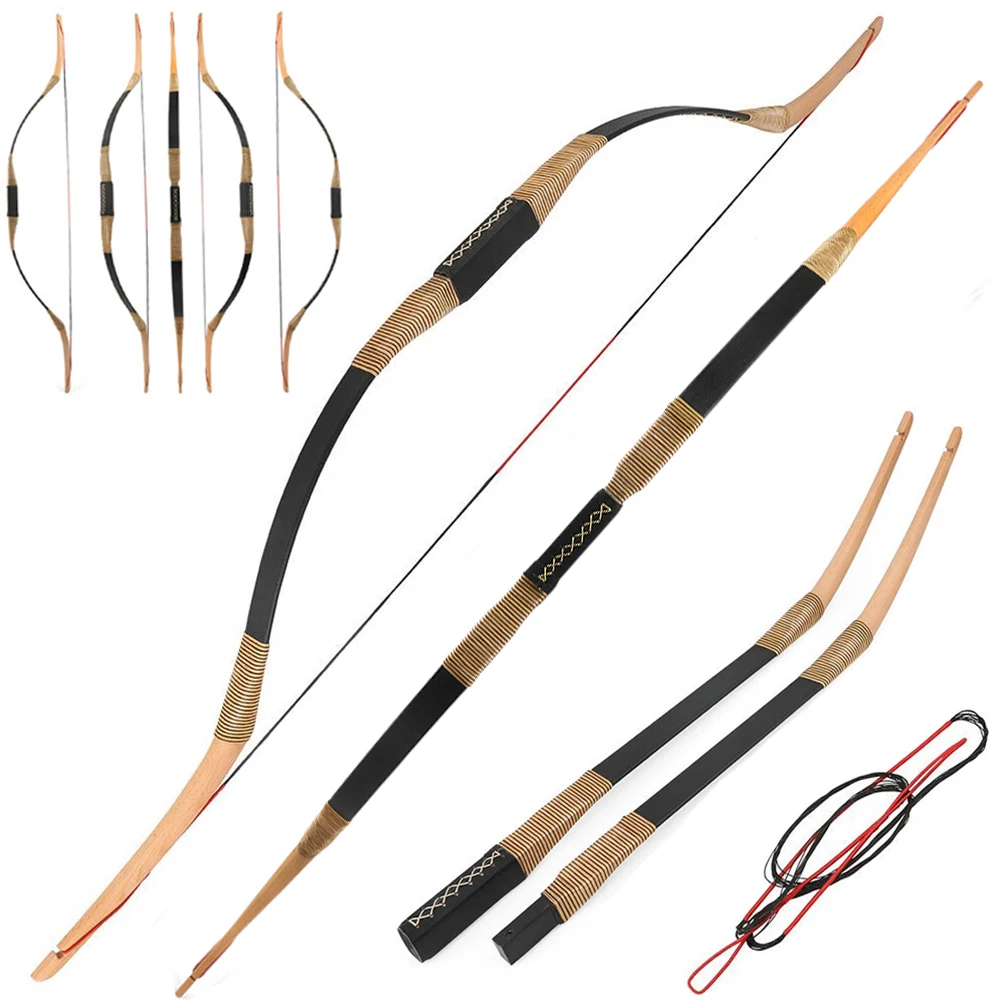 20/25/30/35lbs Hunting Longbow Take Down Traditional Bow Epoxy Bow Limbs Split Bow for LH/RH Outdoor Shooting Archery Targeting