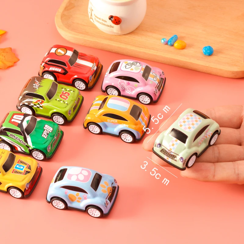 

Mini cartoon car, pneumatic return sliding, children's small toy, impact resistant inertia, car iron creative kindergarten