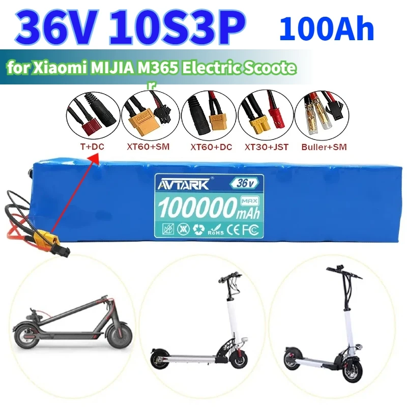 

NEW Electric Scooter battery 3C certified 36V 100000mAh 10s3p Lithium battery pack for xiaomi M365 36volt E-Scooter