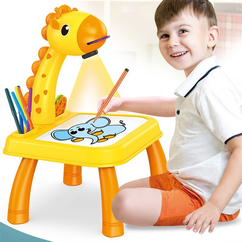 Kids LED Projector Drawing Table Toys Light Projection Painting Board Educational Learning Paint Desk Children Christmas Gift