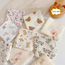 New Cute Baby Cotton Gauze Feeding Saliva Towel Kerchief Soft Cartoon Burp Cloths Newborn Bib Bathing Towel for Boy Girl Bibs