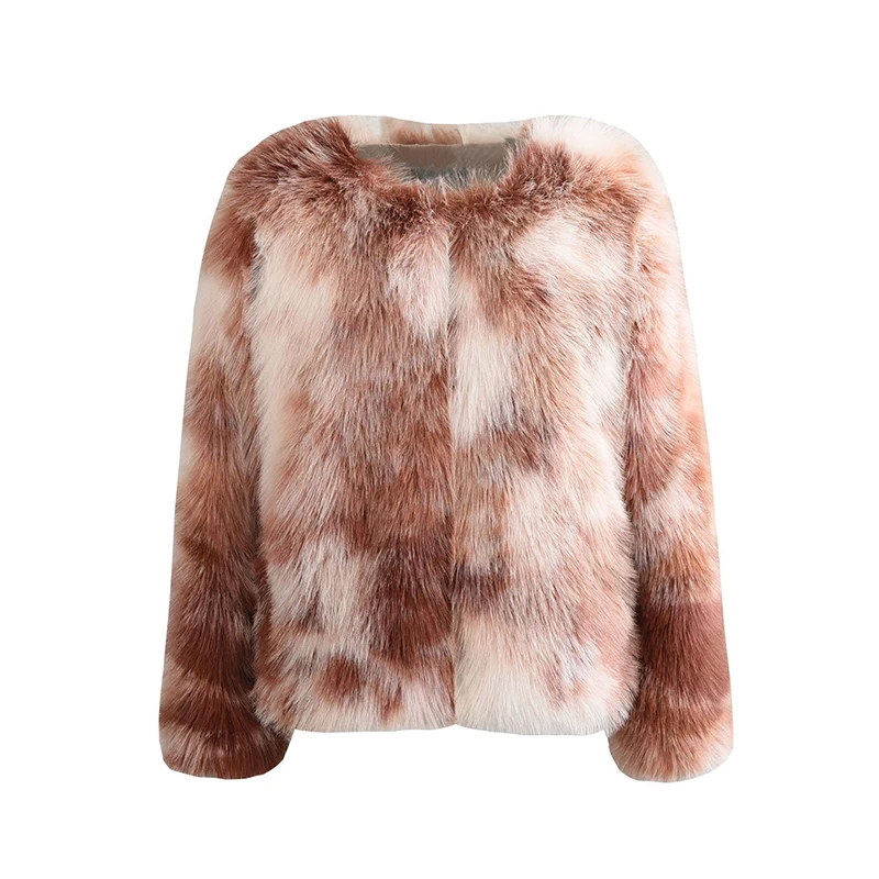 2023 Women\'s Faux Fur Coat Winter Fashion Elegant Female Short Faux Fox Fur Fluffy Jacket High Quality Ladies Plush Cardigan