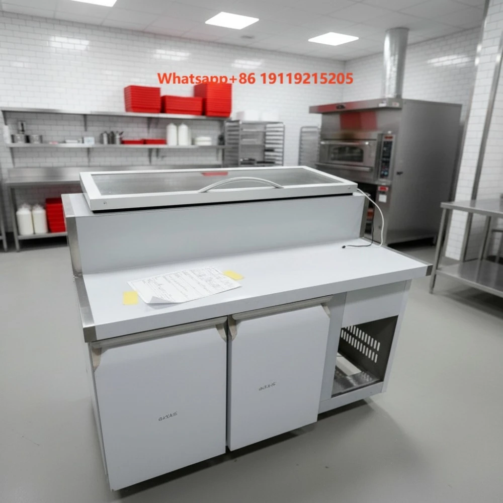 Commercial Pizza Prep Table Refrigerator Stainless Steel Salad Bar Workbench