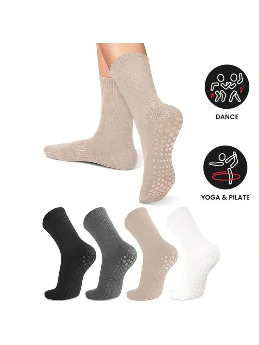 Womens Anti-Slip Yoga Socks With Grip Dots For Dance Pilates Ballet