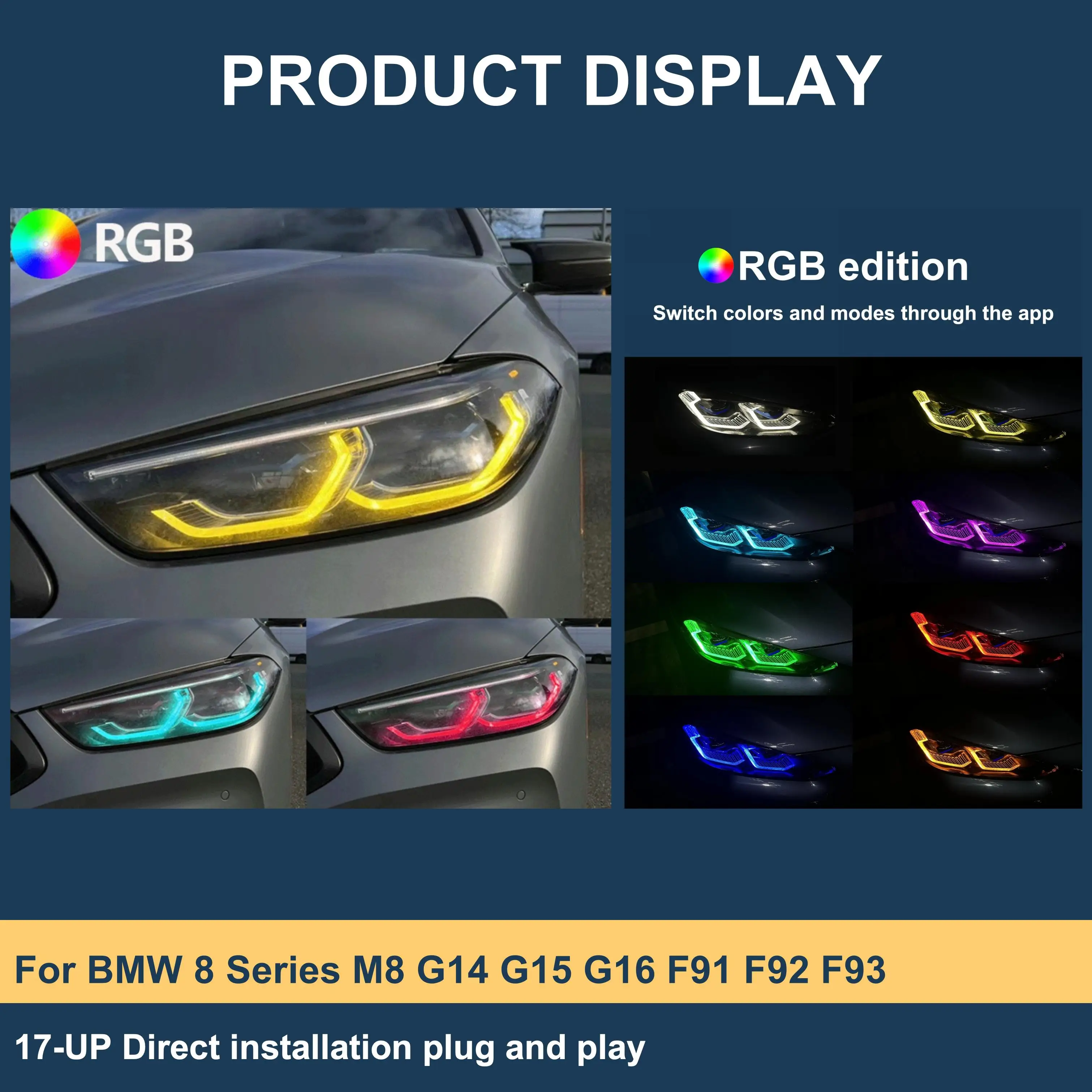 J ONE Accessories Car Led Lights Drl Rgb Colour Control By Phone For BMW 8 Series M8 G14 G15 G16 F91 F92 F93 2017-UP