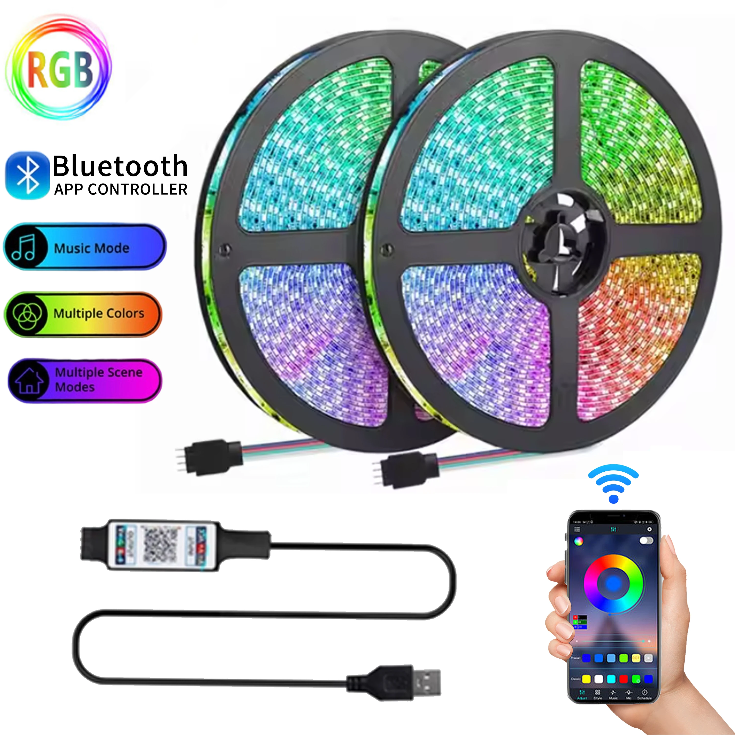 

1m-10m 5V USB Bluetooth 5050 LED Light 30LEDs/m for Children Gaming Room Home Party TV Backlight Flexible Smart Strip Light