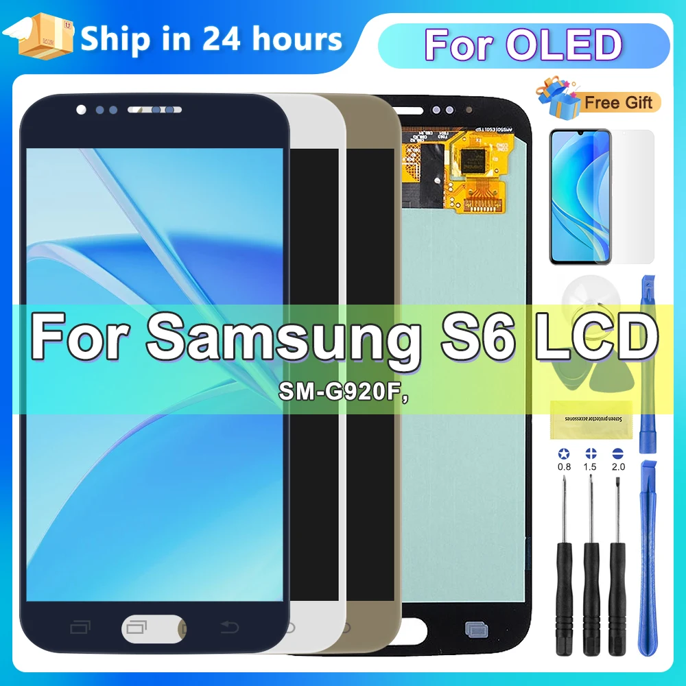 

Super AMOLED For Samsung Galaxy S6 G920 SM-G920F G920F G920FD Lcd Display Touch Screen Digitizer Assembly Replacement with Frame