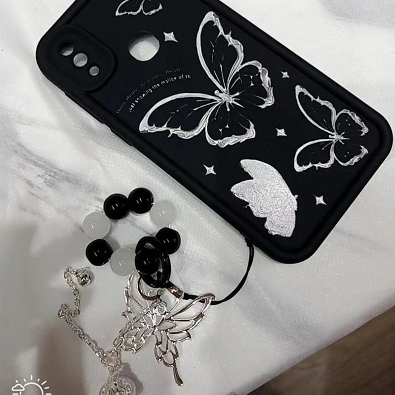 Chinese Style Butterfly Phone Chain Charme, pulseira de celular, chaveiro cordão, pingente de bolsa, estojo pendurado, presente para casal