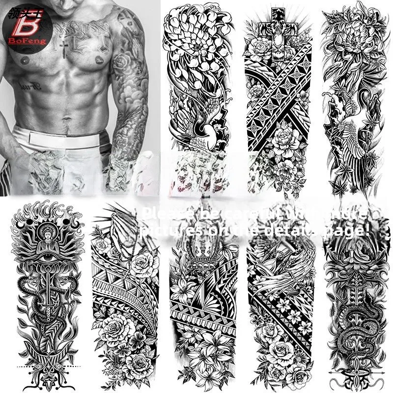 ملصقات وشم كاملة Sve مقاومة للماء على شكل ذراع زهرية للنساء شارات وشم على الذراع عبر الحدود هدية إبداعية