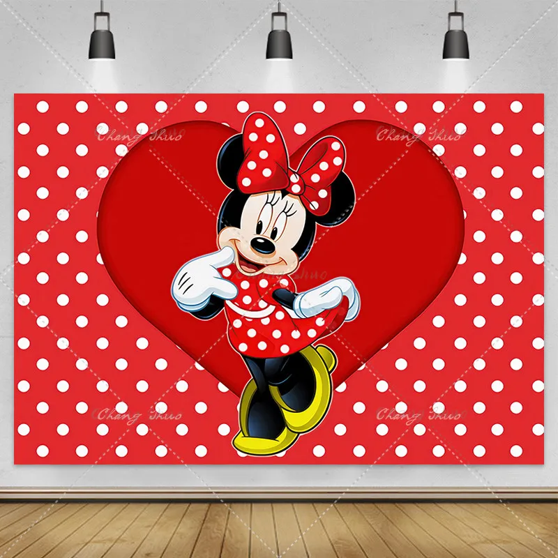 1set Disney Cartoon Mickey Minnie Mouse Theme Children Happy Birthday Background Baby Shower Gender Revealing Photography Banner