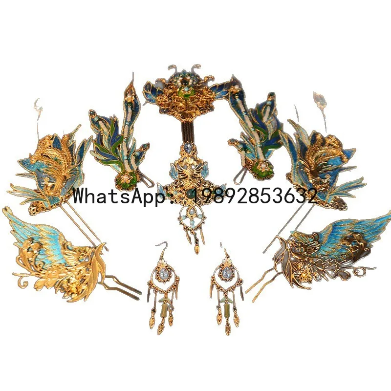 FS ancient style exotic style Dunhuang flying hair phoenix crown headgear ancient style forehead hair chain Hanfu