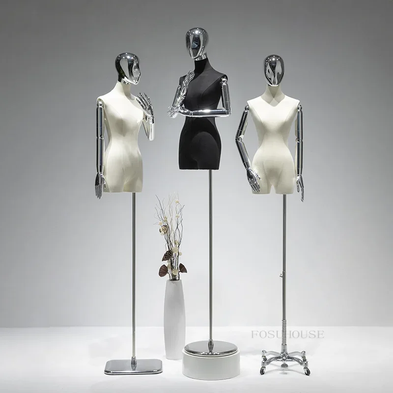 

Clothing Store Mannequins for Women's Clothing Electroplating hand head Model Stand Props Female Mannequin Dummy Display Stand Z