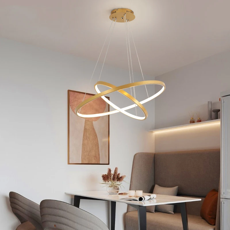 New Nordic ring led dining room chandelier modern minimalist living room bedroom interior lighting chandelier lamps deco maison