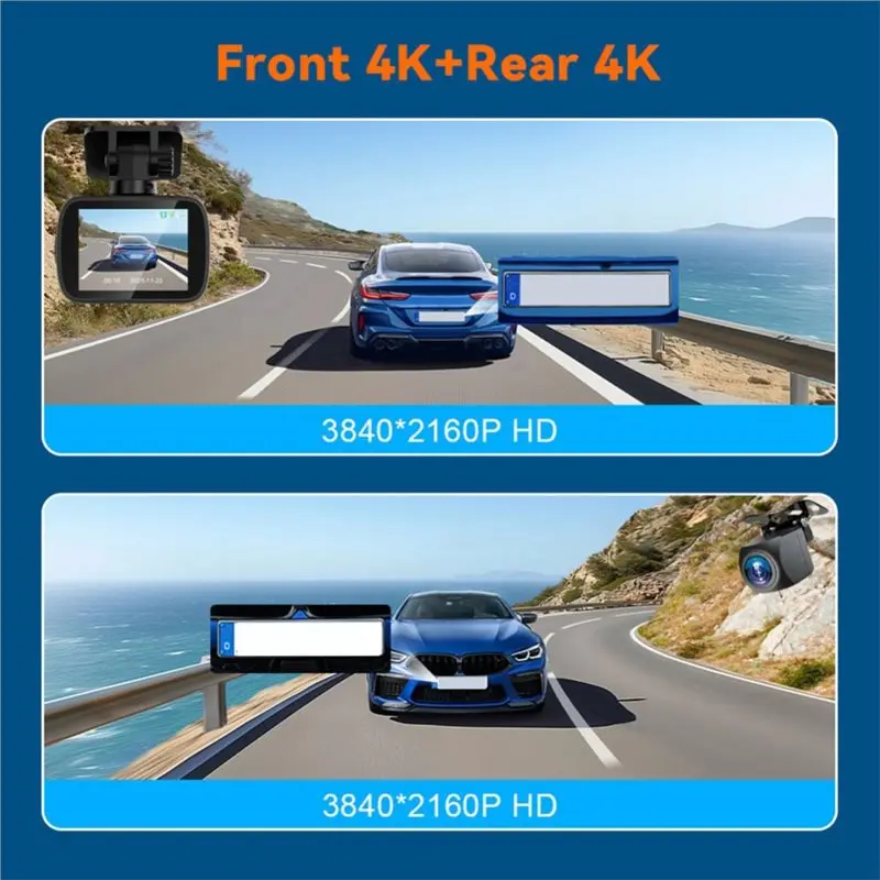 AASS-Car Dashboard Dash Cam 4K UHD Recording DVR Dual Lens Night Vision Video Recorder 4K Rear View Camera Car Camera