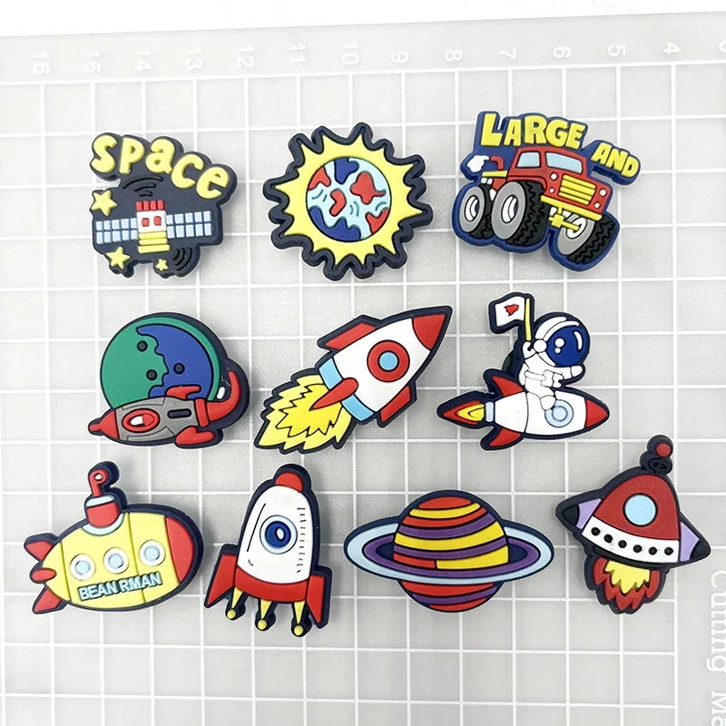 1Pcs Fantasy Space PVC Shoe Charms Sandals Buckle Accessories Cartoon Astronauts DIY Shoes Upper Pins Decoration Kid Fun Gift