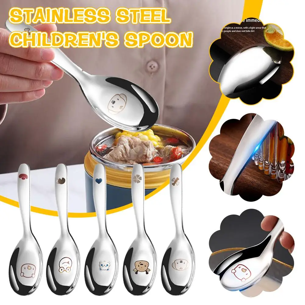 

Stainless Steel Kids Cutlery Cartoon Pattern Carving Baby Tableware Flatware Child Feeding Friendly Safe Cute Fork Eco Spoo C5I8
