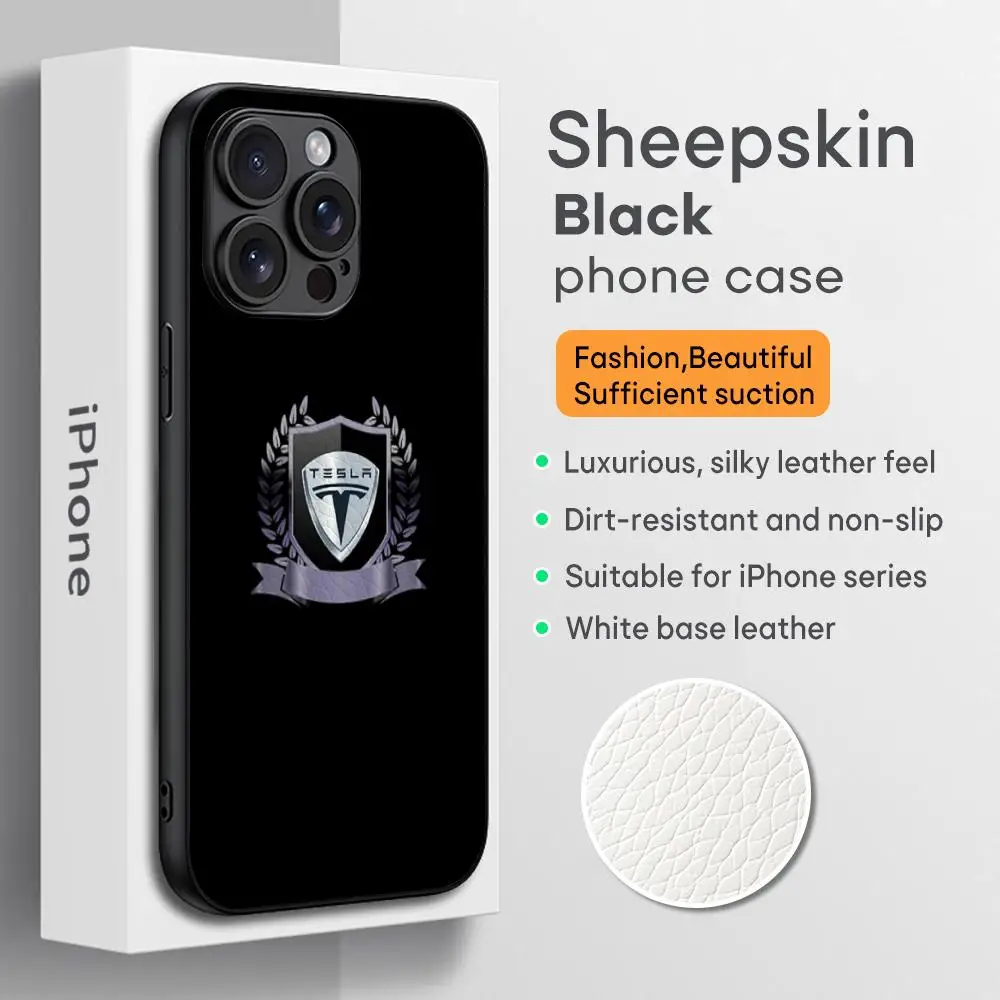 T-TeslaES car cool design Phone Case For iPhone 16 15 14 13 12 11 Plus Pro Max Limited Edition Black hard case Sheepskin